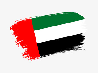 United Arab Emirates flag made in textured brush stroke. Patriotic country flag on white background
