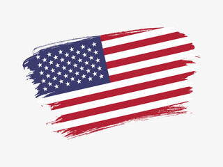 United States of America flag made in textured brush stroke. Patriotic country flag on white background