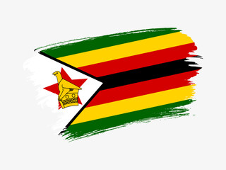 Zimbabwe flag made in textured brush stroke. Patriotic country flag on white background