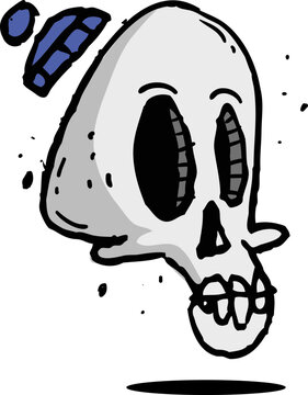 Grim reaper illustration. Cartoon  Halloween funny skull isolated on white background