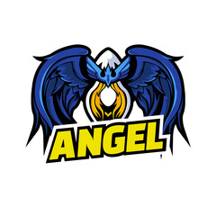 Angel Logo Sport and E-Sport with Modern Desaign Illustration.Designs Concept for T-shirts, Tattoos, Stickers, Gaming Logos or Posters.