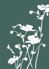 Abstract modern minimalistic print with abstract floral elements