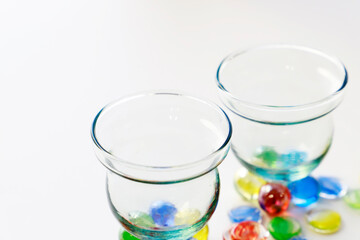 おはじきとグラス