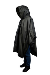Strategic waterproof raincoat in black on a white background