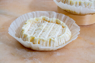 French cheeses Rocamadour served on marble board