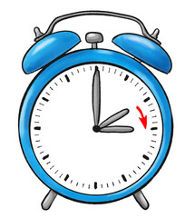illustration of a clock switch to summer time 
daylight saving time begins