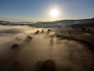 Fog in a valley in the Belgian Ardennes