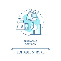 Financing decision turquoise concept icon. Capital structure. Financial solution abstract idea thin line illustration. Isolated outline drawing. Editable stroke. Arial, Myriad Pro-Bold fonts used