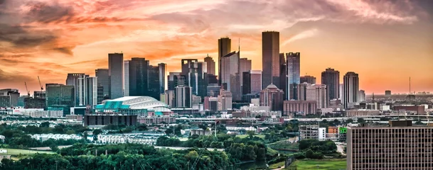 Gordijnen Houston Texas with colorful sunset sky © Larry Gibson