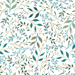 Greenery herbal pattern seamless design. Elegant