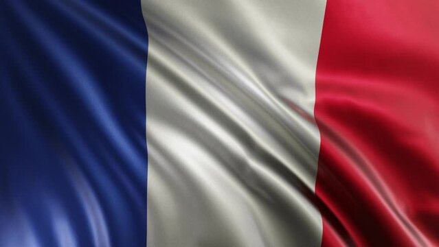 A waving flag of France in the best quality with a fabric texture. Slow motion. 4K loop animation.
