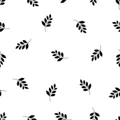 Black and white nature leaf minimal fabric clothes doodle pattern