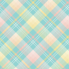 Seamless tartan plaid pattern in Blue, Pink and Yellow Color.