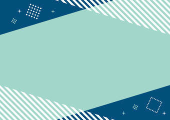 幾何学フレーム  背景　紺色　ミント　ストライプ © suorun