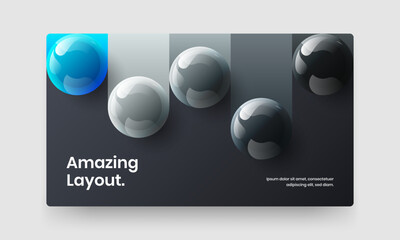 Clean book cover vector design layout. Minimalistic 3D spheres company identity concept.