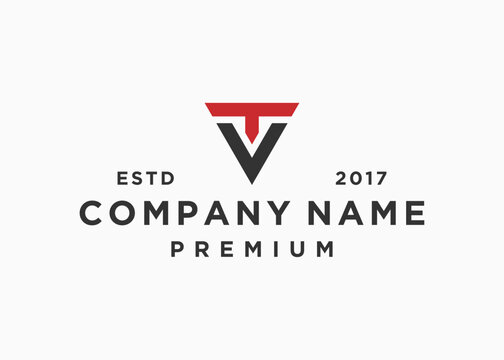 letter vt shield logo design vector illustration template