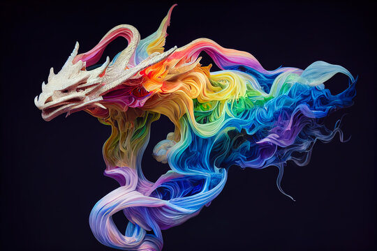 abstract rainbow smoke dragon