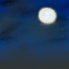 Naklejka na ściany i meble moon and star with night sky, illustration