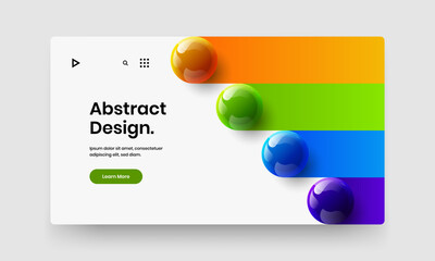 Unique 3D spheres brochure template. Colorful company identity design vector layout.