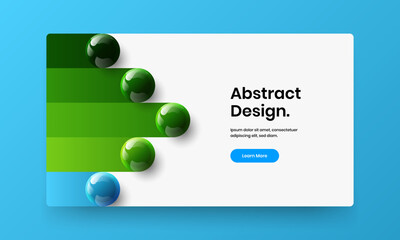 Unique flyer vector design layout. Geometric realistic spheres company identity template.