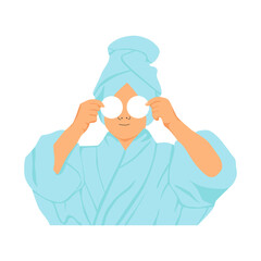 illustration of people cleaning and caring for skin