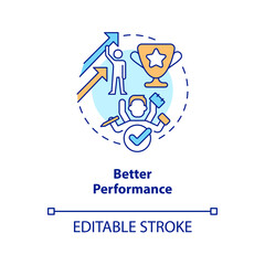 Better performance concept icon. Improve self esteem. Benefit of confidence abstract idea thin line illustration. Isolated outline drawing. Editable stroke. Arial, Myriad Pro-Bold fonts used