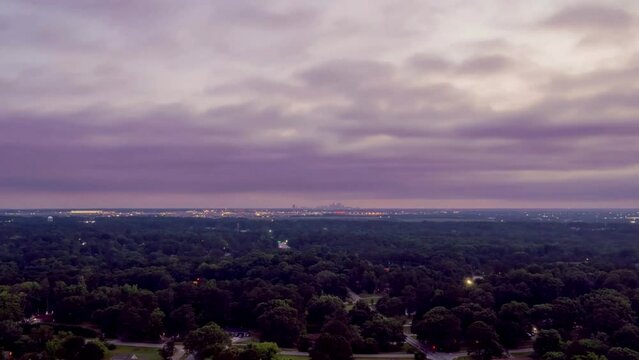 Aerial Hyperlapse Sunrise Very Cloudy Flying To Atlanta