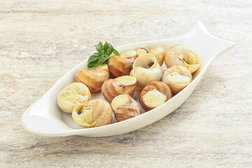 Delicous baked snail with butter - Escargot