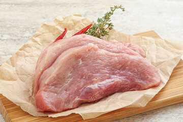 Raw pork schnitzel for roast