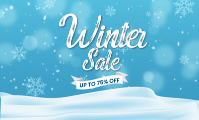 Winter sale promotional banner design template