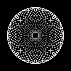 Abstract Circle Lines Spirograph Pattern. Round Rotation Design Element.