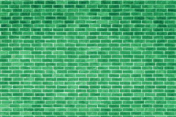 Vintage green brick wall. Construction pattern background.