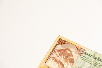 Nepali currency isolated on white background.