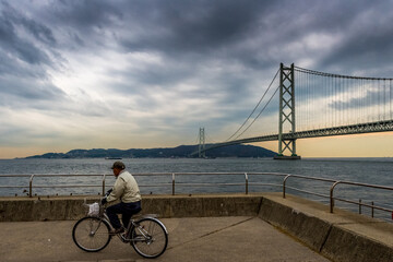 Akashi-Kaikyo Bridge in Kobe city in Japan