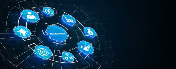 Internet, business, Technology and network concept. IMPLEMENTATION, web technology concept. 3d illustration.