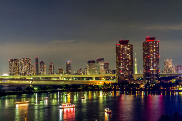 Fototapeta na wymiar Panoramic voew fn the streets of Tokyo city in Japan