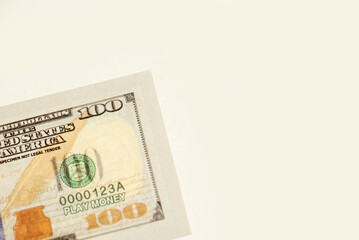 Fototapeta na wymiar US dollar paper currency on white background.
