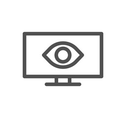 Monitor icon outline and linear vector.