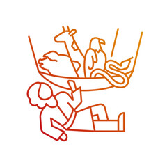 Peter vision gradient linear vector icon. Vessel full of animals. God send to apostle sign. Bible narratives. Thin line color symbol. Modern style pictogram. Vector isolated outline drawing