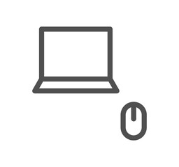 Monitor icon outline and linear vector.