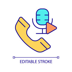 Online voice recorder RGB color icon. Audio call. Using microphone on mobile phone. Recording. Isolated vector illustration. Simple filled line drawing. Editable stroke. Arial font used