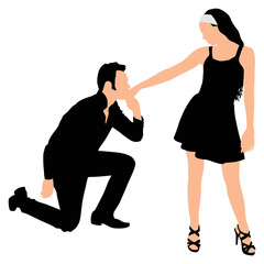 Silhouette of young couple in love