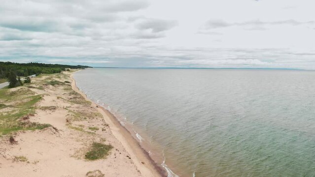 Aerial of Lake Michigan Dunes