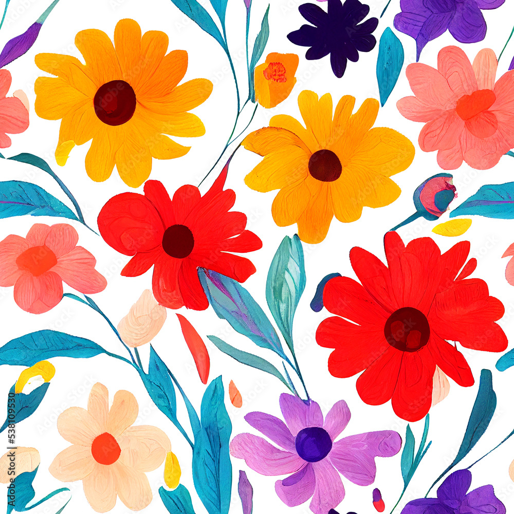 Wall mural floral seamless pattern