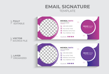 Creative email signature design, professional vector landscape e-footer, elegant web social media cover