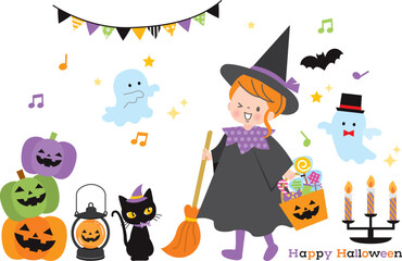 ハロウィンの仮装をする女の子