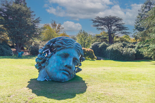 Unearthed Bronze Eroded Melpomene (2021), large sculpture by Daniel Arsham as displayed in YSP, Wakefield, UK.