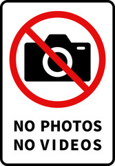 Simple no photography sign, English message