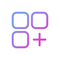Obraz premium Menu with add option pixel perfect gradient linear ui icon. Website functions. Communication. Line color user interface symbol. Modern style pictogram. Vector isolated outline illustration