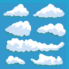 Collection of cartoon clouds illustration